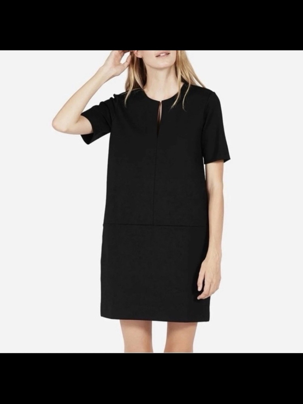 Everlane Ponte Collection Black Short-Sleeve Dress